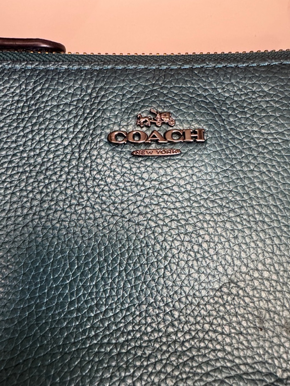 Coach Nolita Shoulder Bag – Metallic Teal Pebbled Leather with Gunmetal Chain - Picture 2 of 10